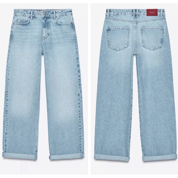 ZARA Z1975 mid rise relaxed fit turn up hem jeans - Picture 1 of 8
